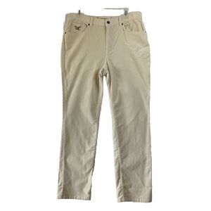 American Living Women Classic Straight Leg Corduroy Pants Ivory Size 12 Vintage